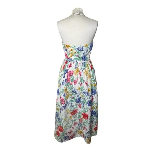 Together Vintage 80’s Floral Midi Dress with Halter Neck Sz 12 - Picture 2 of 6